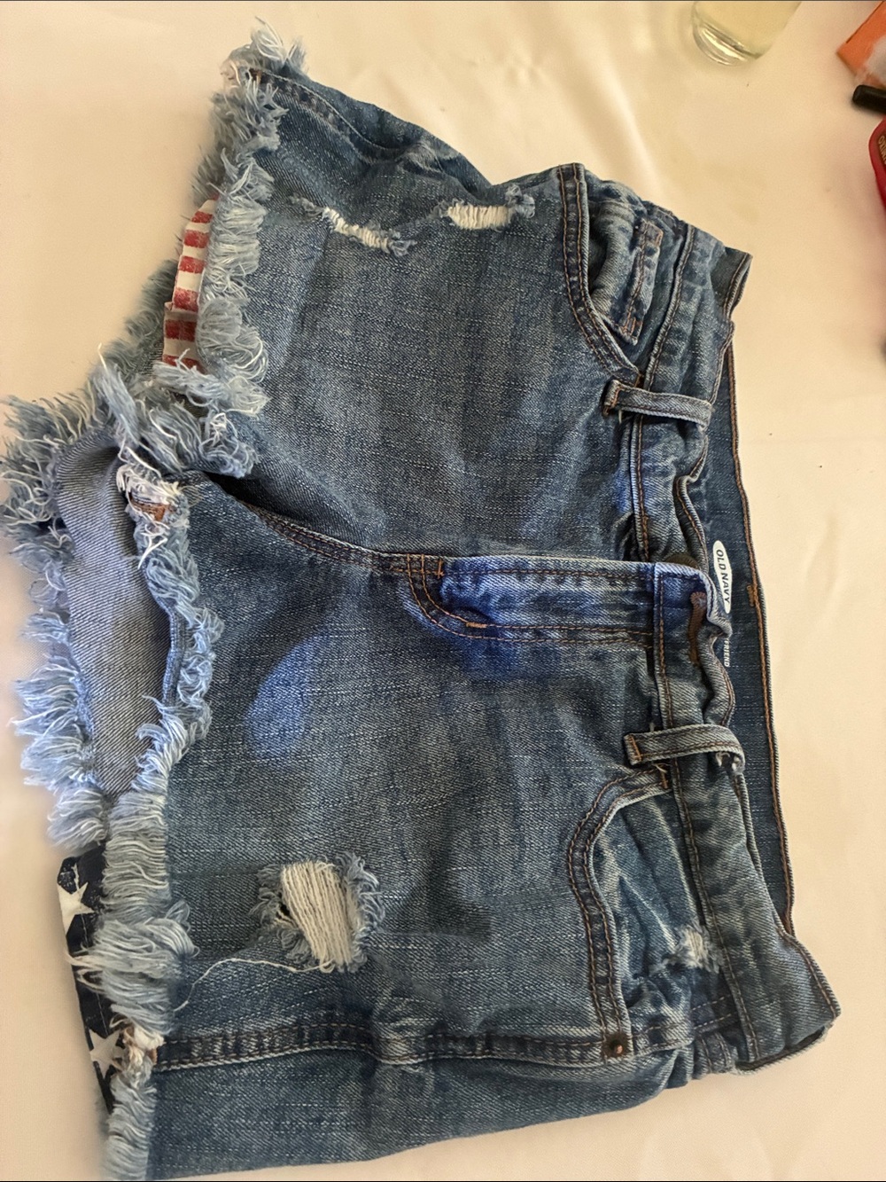 Old Navy Blue Distressed Frayed Denim Shorts
